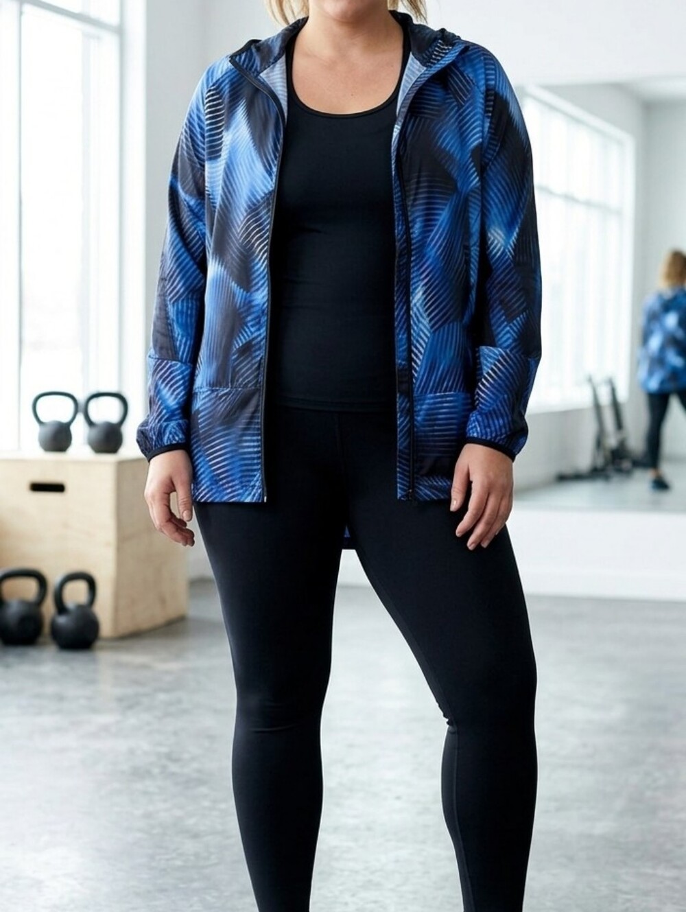 LuLaRoe Rise Determined Blue Abstract Geometric Performance Jacket 1X NWOT